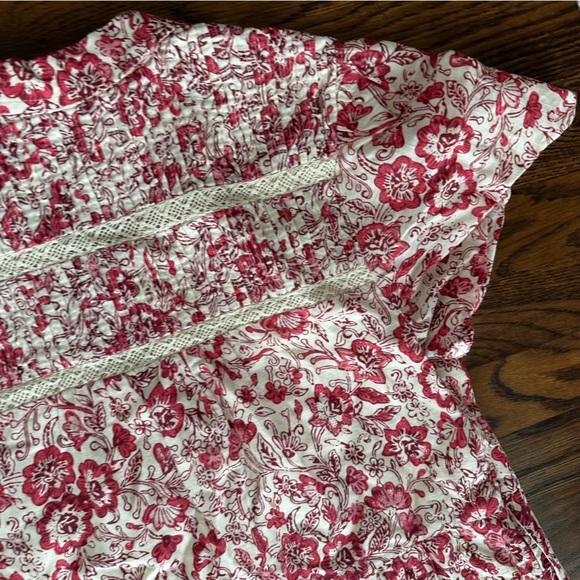 Anthropologie Georgina Mini Spring Boho Cotton Dress Pink Floral Trim - Picture 14 of 16